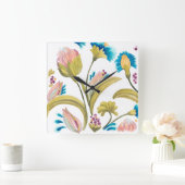 Abbey Floral Tiles - Frühlingsblumen Quadratische Wanduhr (Zuhause)