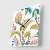 Abbey Floral Tiles - Frühlingsblumen Quadratische Wanduhr (Winkel)