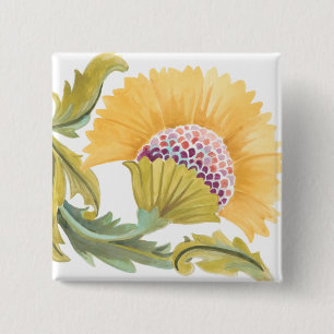 Abbey Floral Tiles - Gelb Button