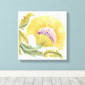 Abbey Floral Tiles - Gelb Leinwanddruck (Insitu (Holzboden))