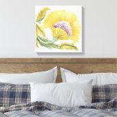 Abbey Floral Tiles - Gelb Leinwanddruck (Insitu (Schlafzimmer))