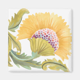 Abbey Floral Tiles - Gelb Magnet