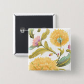 Abbey Floral Tiles - Gelbe Blumen Button (Vorne & Hinten)