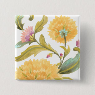 Abbey Floral Tiles - Gelbe Blumen Button