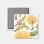 Abbey Floral Tiles - Gelbe Blumen Magnet (Vorderseite/Rückseite)