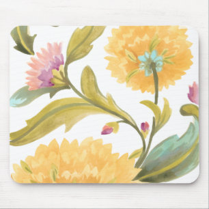 Abbey Floral Tiles - Gelbe Blumen Mousepad