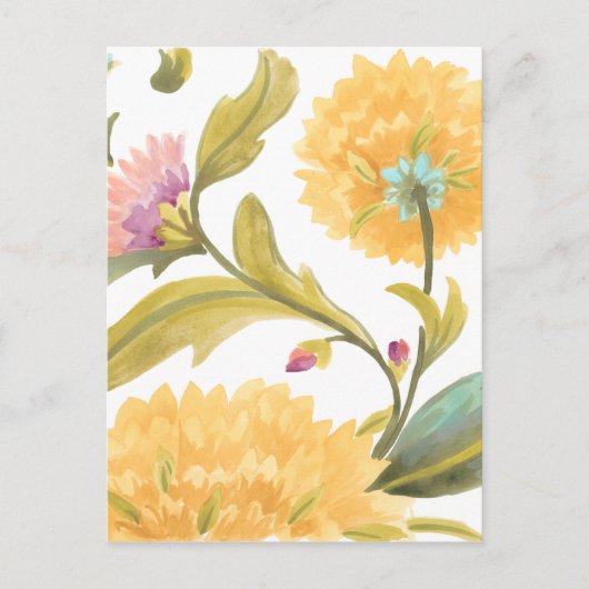 Abbey Floral Tiles - Gelbe Blumen Postkarte (Vorderseite)