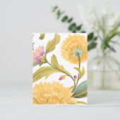 Abbey Floral Tiles - Gelbe Blumen Postkarte (Stehend Vorderseite)