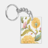 Abbey Floral Tiles - Gelbe Blumen Schlüsselanhänger (Vorderseite links)