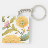 Abbey Floral Tiles - Gelbe Blumen Schlüsselanhänger (Rückseite)