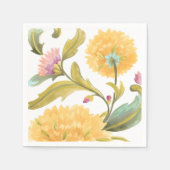 Abbey Floral Tiles - Gelbe Blumen Serviette (Vorderseite)