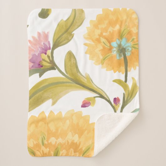 Abbey Floral Tiles - Gelbe Blumen Sherpadecke (Vorderseite)