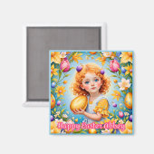 ABBEY ~Frohe Ostern ~ Goldenes Ei ~ Magnet (Vorderseite/Rückseite)