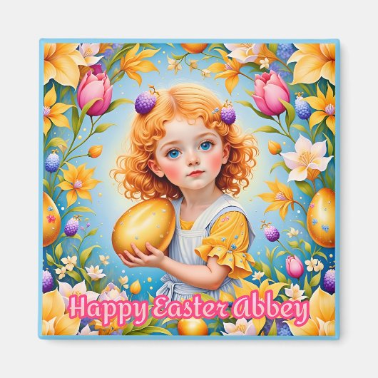 ABBEY ~Frohe Ostern ~ Goldenes Ei ~ Magnet (Vorne)