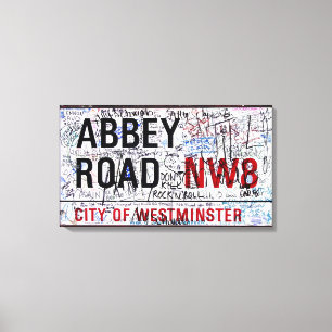 Abbey Road Sign London Covered in Graffiti Leinwanddruck