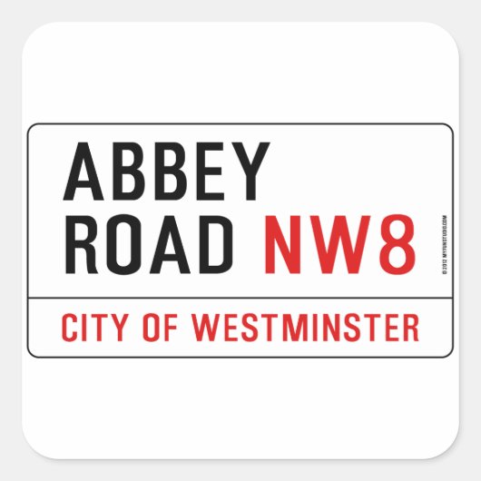 Abbey Road Street Sign Quadratischer Aufkleber (Vorderseite)