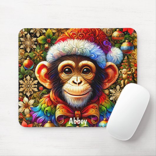 ABBEY ~ Zany CHIMPANZEE Weihnachten Mousepad (Mit Mouse)