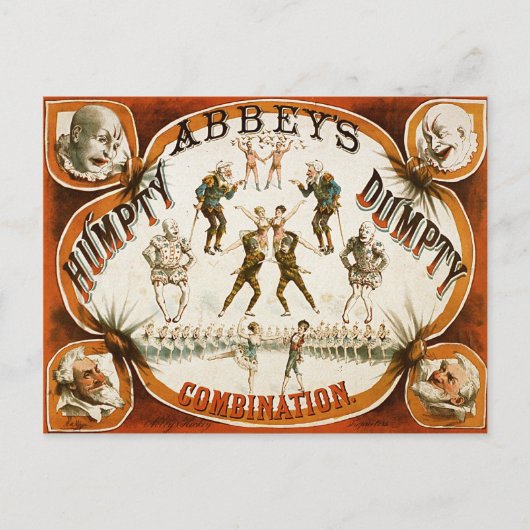 Abbey's Humpty Dumpty Combination Circus Poster Postkarte (Vorderseite)
