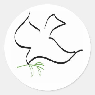 Abbild der Taube- und Olivenzweigung Runder Aufkleber
