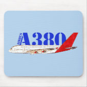 Abbildung A380 von Airbus mit fett rotem Schwanz Mousepad (Vorne)