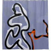 Abbildung: Abstrakt Blau, Orange, B & W Duschvorhang (Vorderseite)