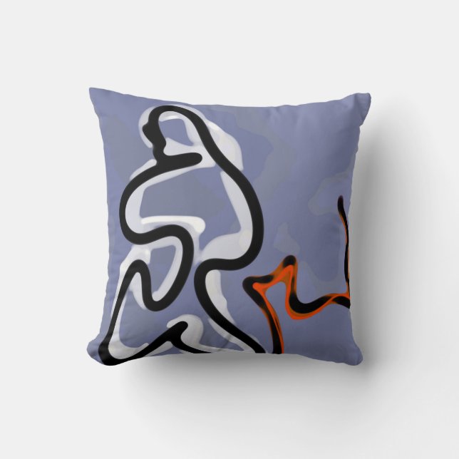 Abbildung: Abstrakt Blau, Orange, B & W Kissen (Vorderseite)