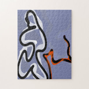 Abbildung: Abstrakt Blau, Orange, B & W Puzzle