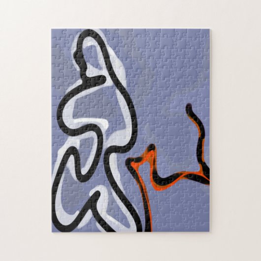 Abbildung: Abstrakt Blau, Orange, B & W Puzzle (Vertikal)
