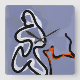 Abbildung: Abstrakt Blau, Orange, B & W Quadratische Wanduhr