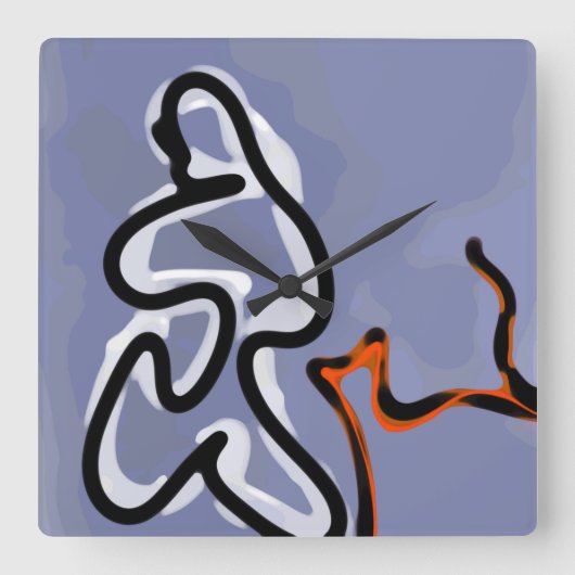 Abbildung: Abstrakt Blau, Orange, B & W Quadratische Wanduhr (Vorderseite)