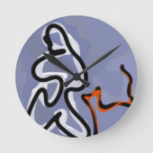 Abbildung: Abstrakt Blau, Orange, B & W Runde Wanduhr (Vorderseite)