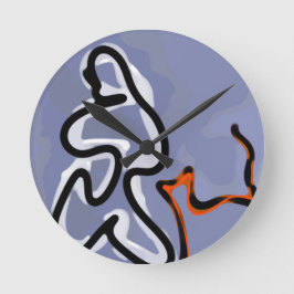 Abbildung: Abstrakt Blau, Orange, B & W Runde Wanduhr