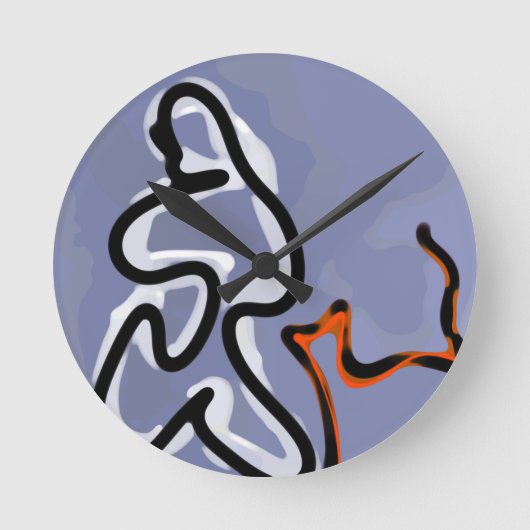 Abbildung: Abstrakt Blau, Orange, B & W Runde Wanduhr (Vorderseite)