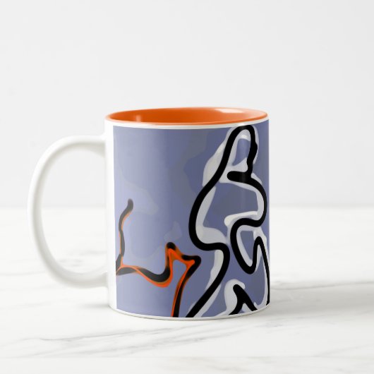 Abbildung: Abstrakt Blau, Orange, B & W Zweifarbige Tasse (Links)
