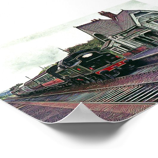 Abbildung alter Bahnhof Poster (Ecke)