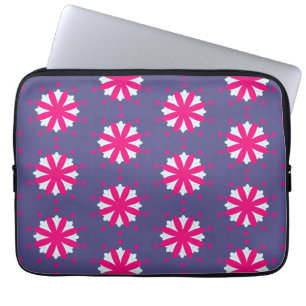 Abbildung der lila und rosa Blumenformen Laptopschutzhülle