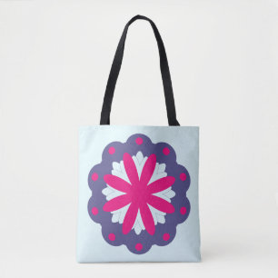 Abbildung der lila und rosa Blumenformen Tasche