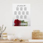 Abbildung der Rote Rose 10 Tabelle Hochzeitssatell Poster (Küche)