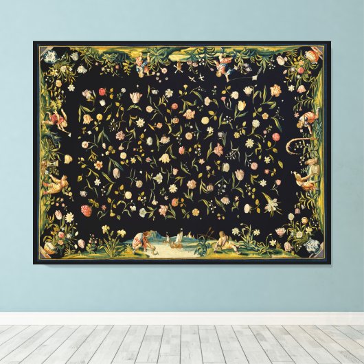 Abbildung des antiken Blumenteppichs Leinwanddruck (Insitu (Holzboden))