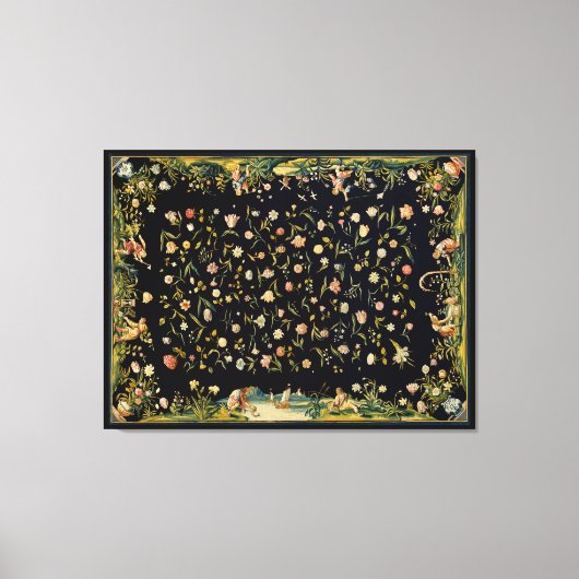 Abbildung des antiken Blumenteppichs Leinwanddruck (Vorderseite)