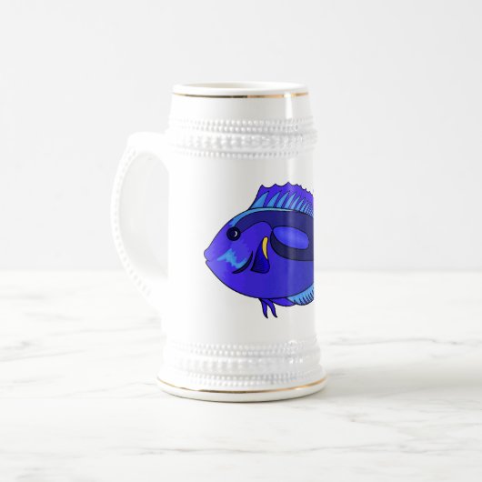 Abbildung des Blauen Tang-Cartoon Bierglas (Vorderseite Links)
