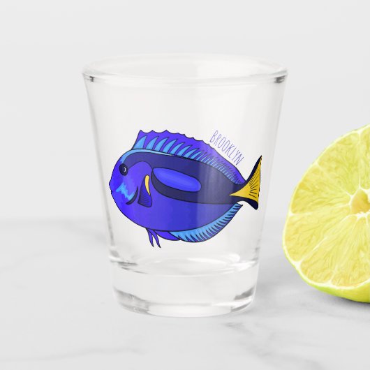Abbildung des Blauen Tang-Cartoon Schnapsglas (Vorderseite)