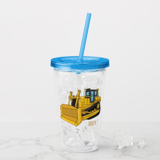 Abbildung des Bulldozer-Cartoon Acryltrinkbecher (Rückseite Ice)