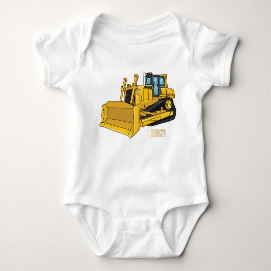 Abbildung des Bulldozer-Cartoon Baby Strampler (Vorderseite)