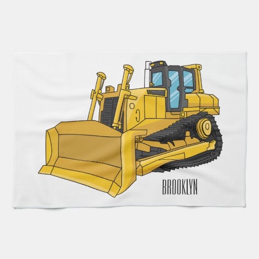 Abbildung des Bulldozer-Cartoon Geschirrtuch (Horizontal)