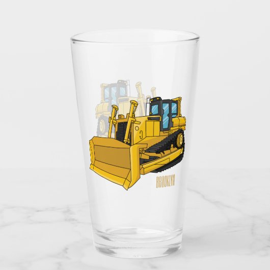 Abbildung des Bulldozer-Cartoon Glas (Vorderseite)