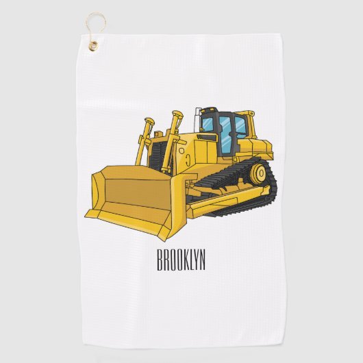 Abbildung des Bulldozer-Cartoon Golfhandtuch (Vorderseite)