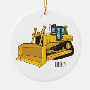 Abbildung des Bulldozer-Cartoon Keramik Ornament