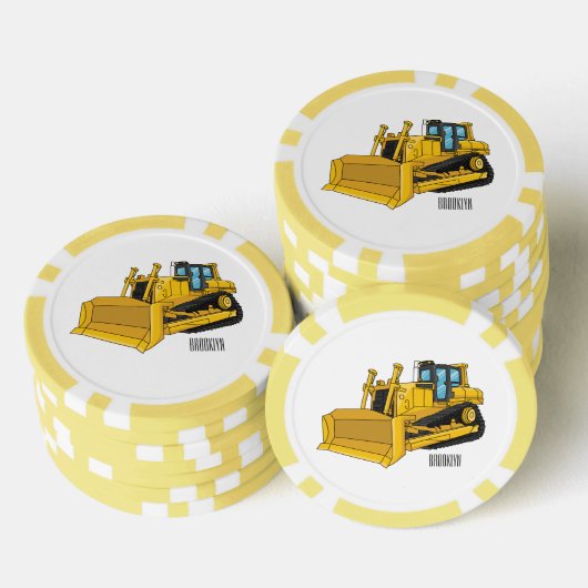 Abbildung des Bulldozer-Cartoon Pokerchips (Stapel)