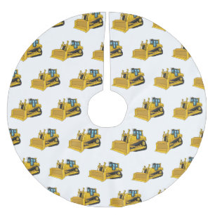Abbildung des Bulldozer-Cartoon Polyester Weihnachtsbaumdecke
